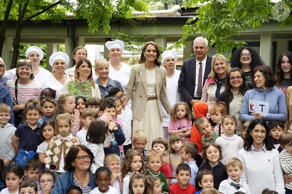 Catherine (Kate) Middleton, princesse de Galles, visite l'école maternelle Salvador Allende à Reggio Emilia (Italie), lors de son voyage consacré à la petite enfance, le 14 mai 2026.
© GOFF / Bestimage