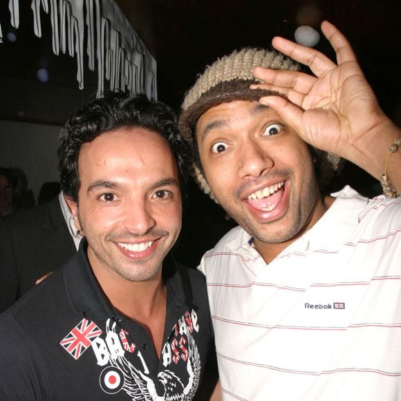 Le chorégraphe Kamel Ouali et le chanteur Doc Gyneco assistent à la soirée 'Les Caves montent à Paris' organisée par le célèbre club de Courchevel 'Les Caves' au club 'L'Etoile' à Paris, France le 4 février 2005. Photo par Benoit Pinguet/ABACA.
