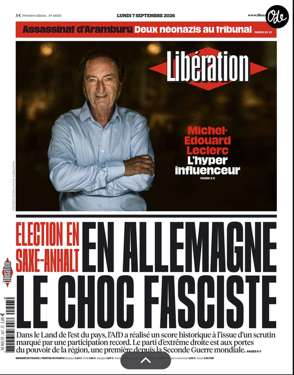 Couverture de Libération.