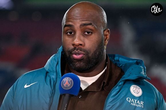 Teddy Riner - Célébrités dans les tribunes du match de Ligue 1 McDonald's opposant le Paris Saint-Germain (PSG) à L’AS Monaco (4-1) au Parc des Princes à Paris le 7 février 2025. Photo par Dante Badano/PsnewZ/Bestimage