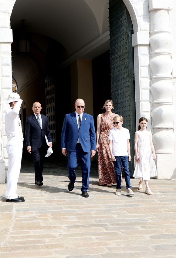 Le prince Albert II de Monaco, la princesse Charlène et le prince Jacques et la princesse Gabriella - Cérémonie d'ouverture de la 6ème édition des Rencontres des Sites Historiques Grimaldi de Monaco, et remise des Trophées aux Officiels le 14 juin 2025. 
© Caudia Albuquerque / Bestimage