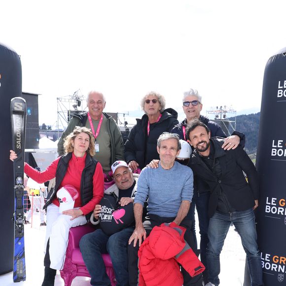Exclusif - Stephane Thebaut, Antoine Dulery, Juliette Tresanini, David Pujadas, Elie Chouraqui et Willy Rovelli lors de la 16 éme édition de 'Glisse en coeur' au Grand Bornand le 22 Mars 2025. © Denis Guignebourg/BestImage