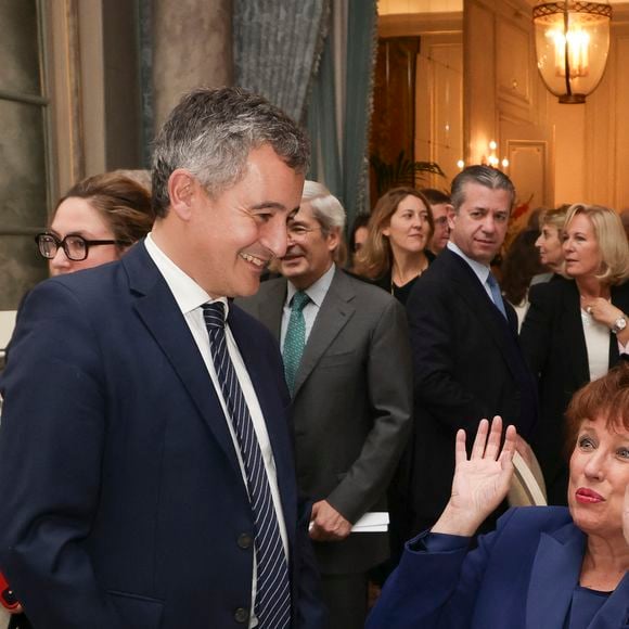 Gérald Darmanin, ministre de la Justice, Roselyne Bachelot - Dîner de La Revue des Deux Mondes au Cercle Interalliée avec en invité d’honneur Gerald Darmanin, Paris, France, le 3 novembre 2025. Les salons du Cercle Interallié ont fait salle comble ce soir-là, réunissant de nombreuses personnalités du monde de la politique, des affaires, du droit, de la culture ou encore de la diplomatie, venues écouter le garde des Sceaux. 
© Jack Tribeca / Bestimage