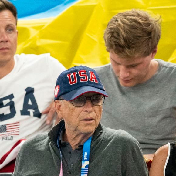 Bill Gates en tribunes aux épreuves de gymnastiques lors des Jeux Olympiques de Paris 2024 (JO) au Palais omnisports Bercy Arena, à Paris, France, le 28 juillet 2024. © Jacovides-Perusseau/Bestimage