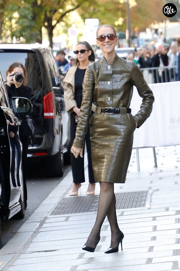 Céline Dion acclamée par ses fans à la sortie de l'hôtel Royal Monceau, avant de rejoindre "La Plenitude Arena de Paris La Défense" pour poursuivre sa série de concerts, le 2 octobre 2026. © Marc Ausset Lacroix / Bestimage
