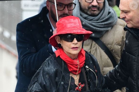 Exclusif - Isabelle Morini-Bosc aux obsèques de son mari Alain en l'église Saint-Pierre dans la commune d'Abrets en Dauphiné, France, le 14 mars 2025. © Romain Doucelin/Bestimage