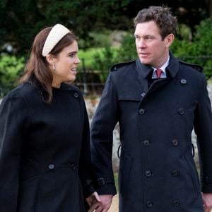 La princesse Eugenie d’York et son mari Jack Brooksbank - Les membres de la famille royale britannique lors de la messe du matin de Noël en l'église St-Mary Magdalene à Sandringham, le 25 décembre 2023.