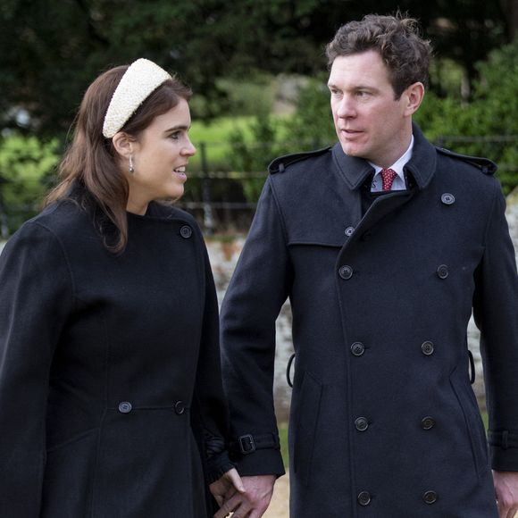La princesse Eugenie d’York et son mari Jack Brooksbank - Les membres de la famille royale britannique lors de la messe du matin de Noël en l'église St-Mary Magdalene à Sandringham, le 25 décembre 2023.