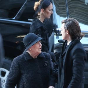 Rétro - Décès de Thérèse Dion, mère de Céline Dion - Thérèse Dion et son petit-fils René-Charles Angélil - Obsèques nationales de René Angélil en la Basilique Notre-Dame de Montréal, le 22 janvier 2016. © Dominique Jacovides/Bestimage