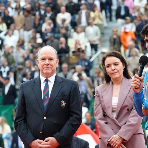 La princesse Charlène de Monaco, Le prince Albert II de Monaco, Mélanie-Antoinette de Massy (présidente de la fédération monégasque de tennis), Carlos Alcaraz lors de la finale du Rolex Monte-Carlo Masters au Monte-Carlo Country Club de Monaco le 12 avril 2026.

© Claudia Albuquerque / Bestimage