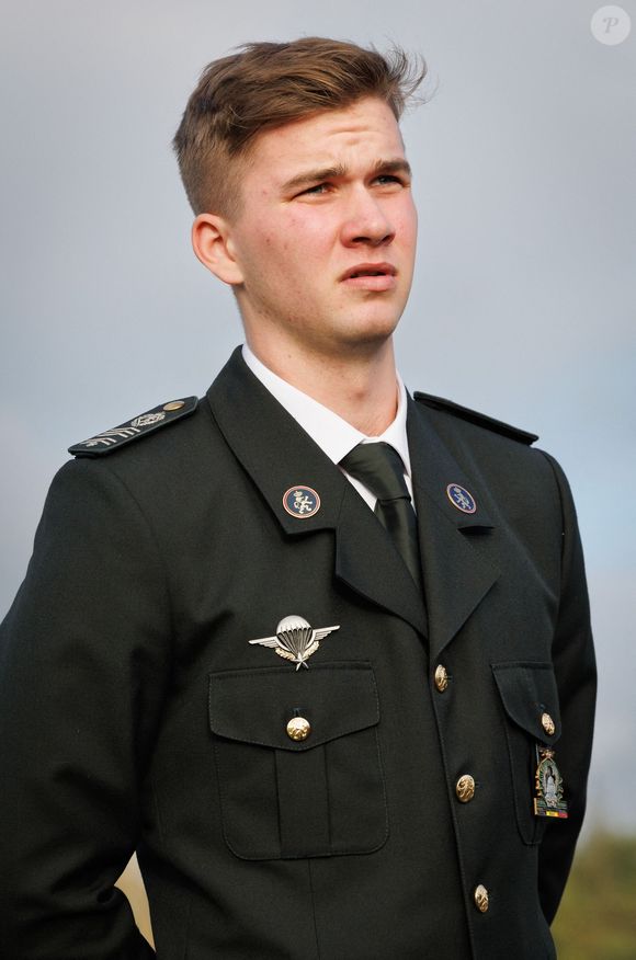 Le prince Gabriel photographié lors d'une visite royale à l'École militaire de Saint-Cyr (AMSCC), dans le camp militaire de Coëtquidan, à Guer, région Bretagne, France, lundi 09 décembre 2024. L'AMSCC est la plus grande école militaire pour les candidats officiers en France. L'école collabore avec l'École royale militaire pour l'échange d'étudiants dans le cadre du programme européen Erasmus+.  Photo ABACAPRESS.COM
