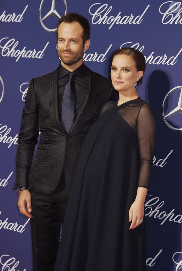 Benjamin Millepied et sa femme Natalie Portman enceinte lors de la soirée de gala du festival international du film de Palm Springs au centre de congrès de Palm Spring, Californie, Etats-Unis, le 2 janvier 2017. © JLPPA/Bestimage