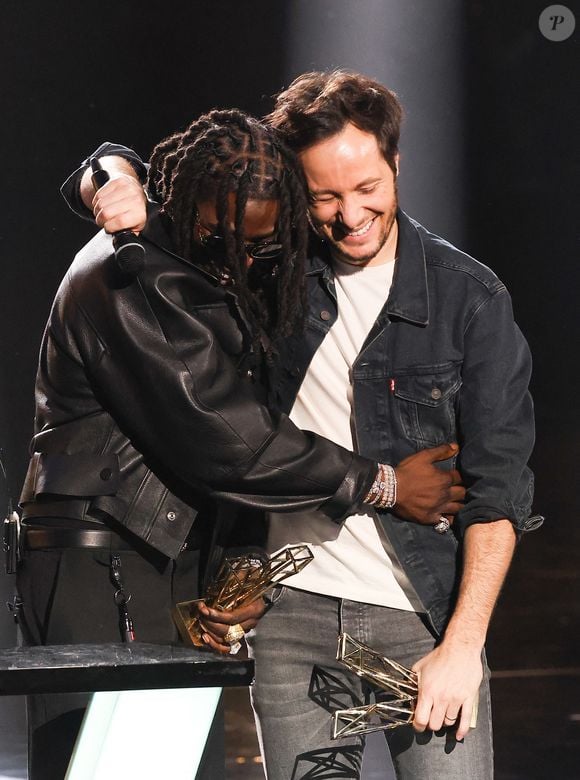 Gazo et Vianney (Victoire des meilleurs artistes masculins de l'année, ex-aequo)- 39ème cérémonie des Victoires de la musique à la Seine musicale de Boulogne-Billancourt, France, le 9 février 2024. © Coadic Guirec/Bestimage