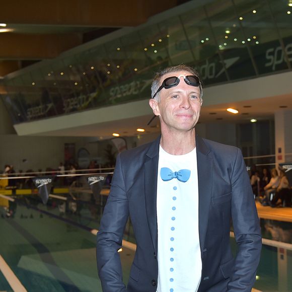 Samuel Etienne lors de la compétition caritative Défi du coeur au profit de l'association l'étoile de Martin (association de recherche contre le cancer des enfants)  en marge du 6ème meeting olympique de natation à Courbevoie le 17 février 2018. Le défi du coeur a été animé par la journaliste E.Denis. © Giancarlo Gorassini / Bestimage