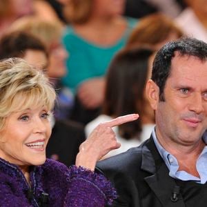 Jane Fonda, Christian Vadim - Enregistrement de l'émission " Vivement Dimanche" a Paris le 24 Octobre 2012. Photo par AGENCE / BESTIMAGE