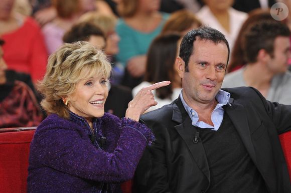 Jane Fonda, Christian Vadim - Enregistrement de l'émission " Vivement Dimanche" a Paris le 24 Octobre 2012. Photo par AGENCE / BESTIMAGE
