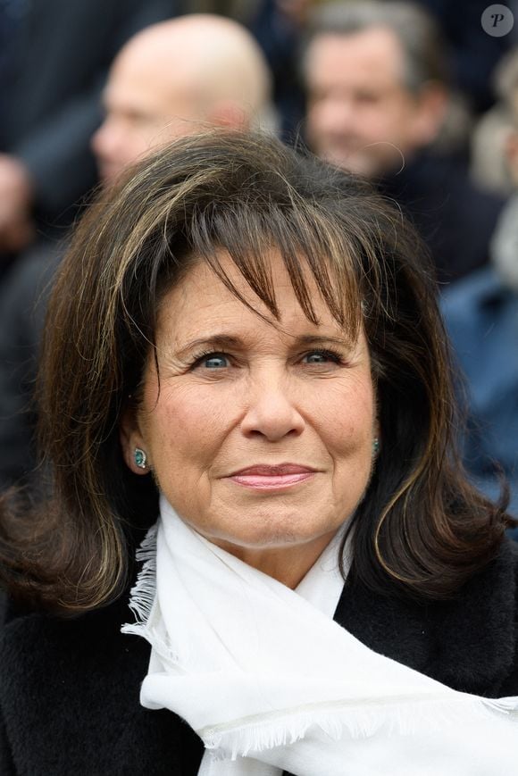 Anne Sinclair lors d'un hommage national à la mémoire de Jean Daniel, fondateur du magazine français Nouvel Observateur, à l'Hôtel des Invalides à Paris, France, le 28 février 2020. Photo par Jacques Witt/Pool/ABACAPRESS.COM