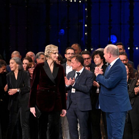Le prince Albert II de Monaco et la princesse Charlene ont célébré les 25 ans du Grimaldi Forum et inauguré l'extension de l'espace d'exposition accompagné par M. Pierre André Chiappori représentant le ministre d'Etat de la Principauté, M. Henri Fissore, le président du Grimaldi, et de Mme Sylvie Biancheri, la directrice générale, à Monaco le 16 janvier 2025 © Bruno Bebert/Bestimage