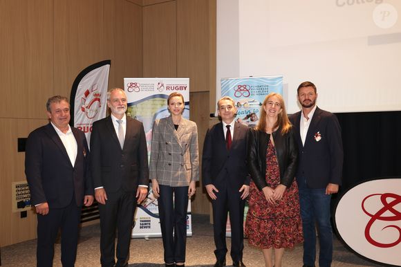 La Princesse Charlène de Monaco assiste au 2ème concours créatif du maillot qui sera porté par l'équipe nationale monégasque de rugby à VII des moins de 16 ans. 
© Claudia Albuquerque / Bestimage