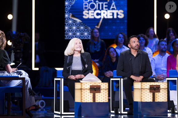 Exclusif - Kamel Ouali et Michèle Torr lors de l'enregistrement de l'émission "La Boîte à secrets", présentée par F.Bollaert et diffusée le 3 octobre 2025 sur France 3, dans les studios du Lendit à Saint-Denis, Seine Saint-Denis, France, le 9 septembre 2025. © Pierre Perusseau/Bestimage