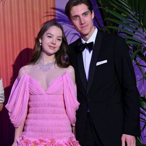 La princesse Alexandra de Hanovre et son compagnon Ben Sylvester Strautmann durant la 69ème édition du Bal de la Rose dans la Salle des Étoiles du Sporting Monte-Carlo à Monaco, le 29 mars 2025. © Bruno Bebert / Pool Monaco / Bestimage