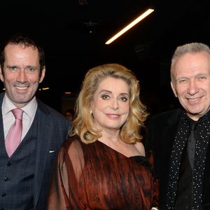 Exclusif - Christian Vadim et sa mère Catherine Deneuve, présidente du jury des Globes de Cristal 2017, Jean Paul Gaultier - 11ème cérémonie des Globes de Cristal au Lido à Paris, le 30 janvier 2017. © Rachid Bellak/Bestimage