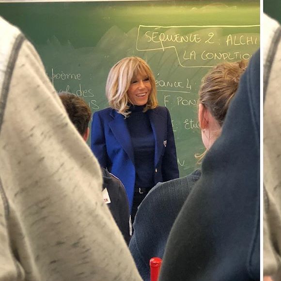 Un établissement où Brigitte et Emmanuel Macron se sont rencontrés 

Brigitte Macron est retournée au lycée La Providence d'Amiens où elle a enseigné les lettres et le théâtre, et où elle a rencontré Emmanuel Macron. Photo publiée sur Instagram par Tristan Bromet, le chef de cabinet de Brigitte Macron.