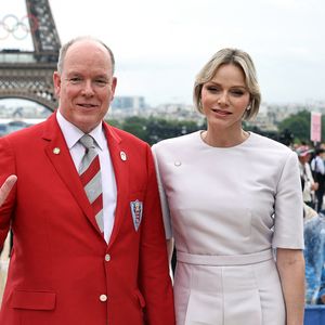 Albert II, Prince de Monaco et son épouse Charlène, Princesse de Monaco, arrivant au Trocadéro avant la cérémonie d'ouverture des Jeux Olympiques de Paris, le 26 juillet 2024. Crédit Pa Photos/Abaca