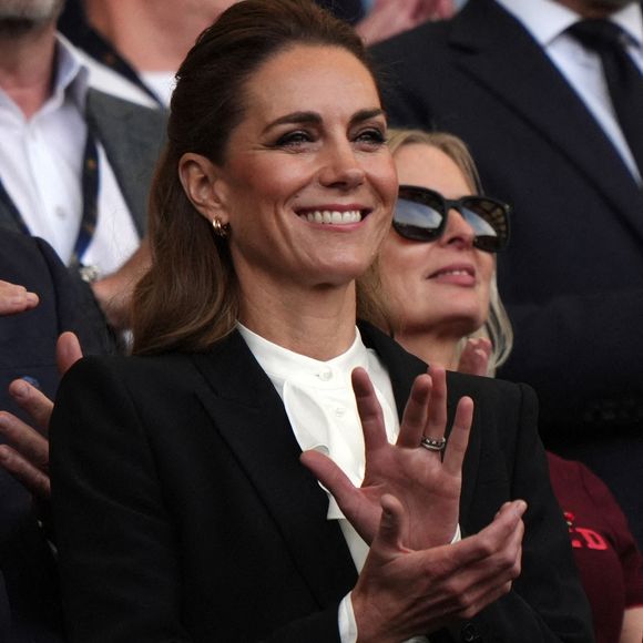 La Princesse de Galles dans les tribunes lors du match de poule A de la Coupe du monde féminine de rugby 2025 à l'American Express Stadium, Brighton. Samedi 6 septembre 2025. Photo by Ben Whitley/PA Wire/ABACAPRESS.COM