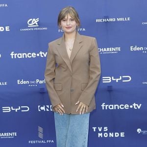 Marine Delplace au photocall de la soirée de projections (Tapis bleu) lors de la 19ème édition du festival du film francophone d'Angoulême, France, le 28 août 2026. © Coadic Guirec/Bestimage