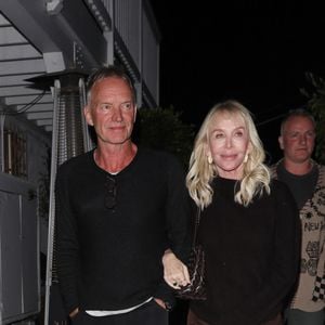 Santa Monica, CA - EXCLUSIF - Sting et sa femme Trudie Styler ont été vus quittant un restaurant italien, Giorgio Baldi à Santa Monica après un dîner romantique.
Sur la photo : Sting, Trudie Styler