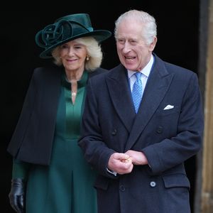 Le roi Charles III d'Angleterre et Camilla Parker Bowles, reine consort d'Angleterre - Les membres de la famille royale britannique arrivent à la chapelle Saint-George pour assister à la messe de Pâques. Windsor