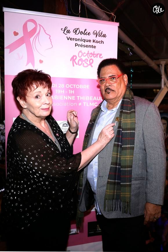 Fabienne Thibeault et son mari Christian Montagnac lors d'une soirée Octobre Rose de Veronique Koch ayant pour marraine F.Thibeault dans un Loft à Paris, France, le 28 octobre 2025.

© Cédric Perrin/Bestimage