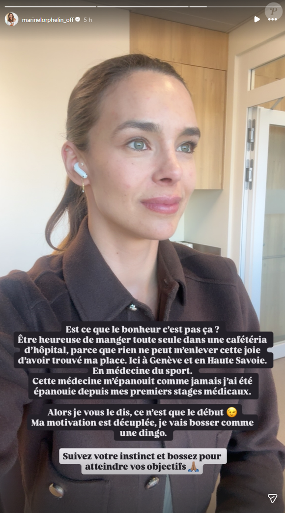 Très émue, elle a partagé son bonheur sur les réseaux sociaux en confiant : "Rien ne peut m'enlever cette joie d'avoir trouvé ma place."

Marine Lorphelin évoque sa nouvelle vie hors de France, en story sur Instagram.