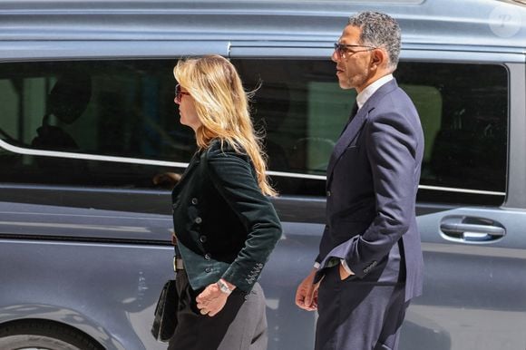 Sarah Poniatowski (Lavoine) et son compagnon Roschdy Zem - Arrivées aux obsèques du prince Jean-Stanislas Poniatowski en l'Eglise polonaise à Paris, France, le 29 avril 2024. © Jacovides-Moreau/Bestimage