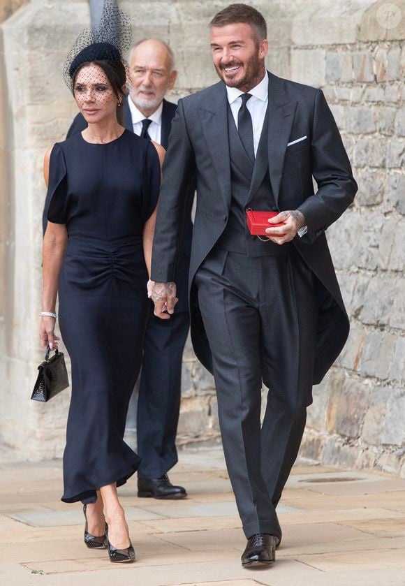 David Beckham et Victoria décorés par le roi Charles au château de Windsor, Windsor, Berkshire. 

Photo : Andrew Matthews/PA Photos/ABACAPRESS.COM