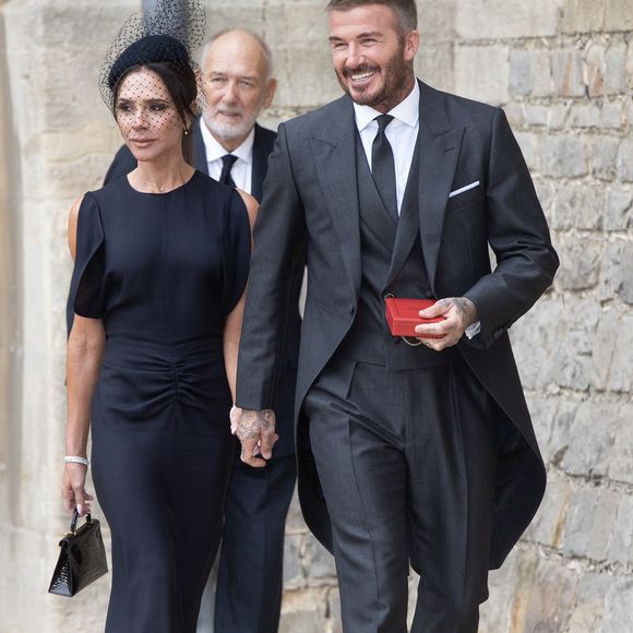 David Beckham et Victoria décorés par le roi Charles au château de Windsor, Windsor, Berkshire. 

Photo : Andrew Matthews/PA Photos/ABACAPRESS.COM