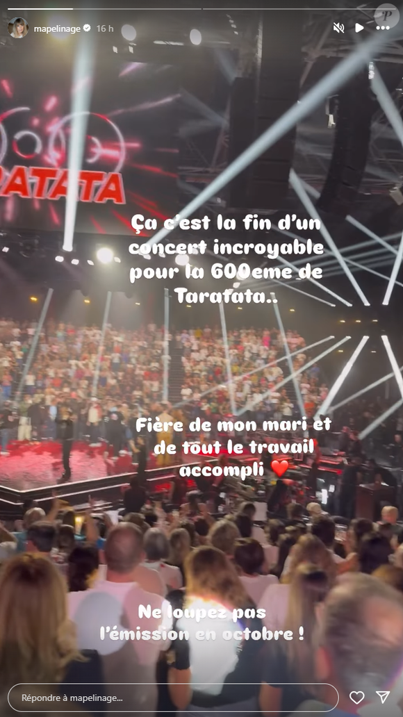 Samedi 6 septembre dernier, Mélanie Page assistait au concert du 600e anniversaire de "Tarata".

Mélanie Page, premier soutien de son mari Nagui.