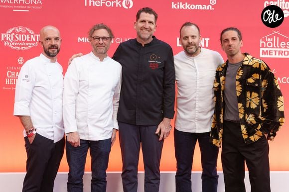 Cérémonie des remises des Etoiles Michelin 2026 - Chefs et invités. Les chefs Philippe Colinet, Arnaud Donckele, Alexandre Mazzia, David Toutain et Hugo Roellinger au Grimaldi Forum Monaco, le 16 mars 2026. © Jean Marc Lhomer/Bestimage