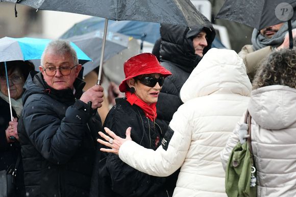Exclusif - Isabelle Morini-Bosc aux obsèques de son mari Alain en l'église Saint-Pierre dans la commune d'Abrets en Dauphiné, France, le 14 mars 2025. © Romain Doucelin/Bestimage