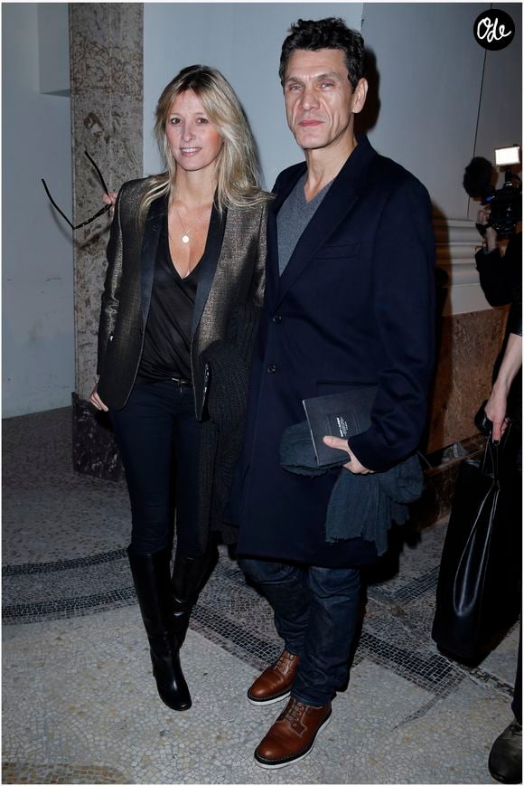 Marc Lavoine et sa femme Sarah Poniatowski Presentation de la collection Homme Yves Saint Laurent au Grand Palais, à Paris le 20 janvier 2013 OLIVIER BORDE / BESTIMAGE
