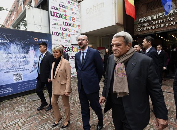 Archives - Guy Ullens et sa femme la baronne Myriam Ullens de Schooten, Charles Michel à Pékin. Le 30 octobre 2016 (Photonews / Bestimage).