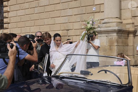 Lucia Entrecanales et Laszlo Bene lors du mariage de Lucia Entrecanales et Laszlo Bene à Tolède, Espagne, le samedi 27 septembre 2025. Photo by GTres/ABACAPRESS.COM