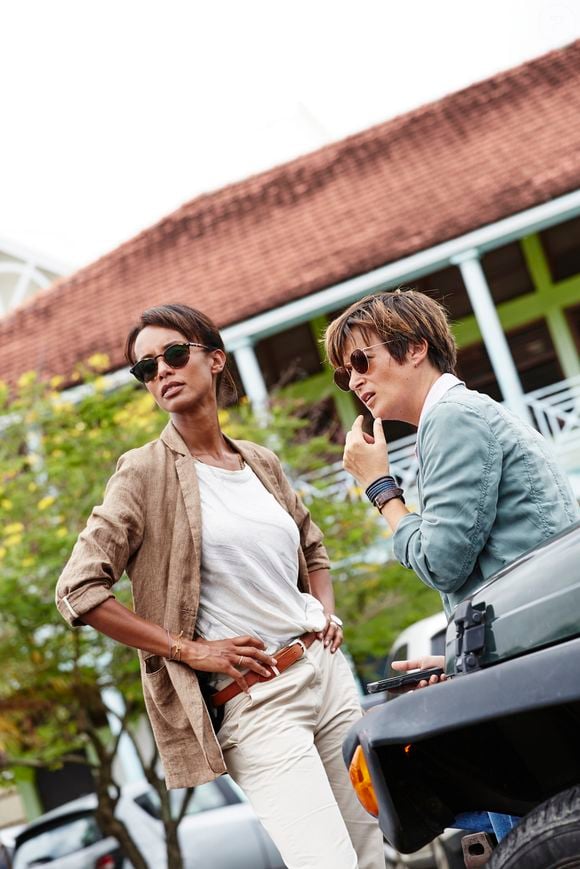 Exclusif - Sonia Rolland et Béatrice De la Boulaye sur le tournage de la série "Tropiques criminels" en Martinique diffusée le 22 novembre sur France 2. Le 8 mai 2019 © Sylvie Castioni / Bestimage
