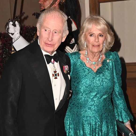 L'occasion de retrouver Charles et Camilla avec William et les enfants mais pas que !
Le roi Charles III d'Angleterre et Camilla Parker Bowles, reine consort d'Angleterre, arrivent pour le banquet d'Etat en leur honneur au palais du Quirinale à Rome. SGP / BESTIMAGE