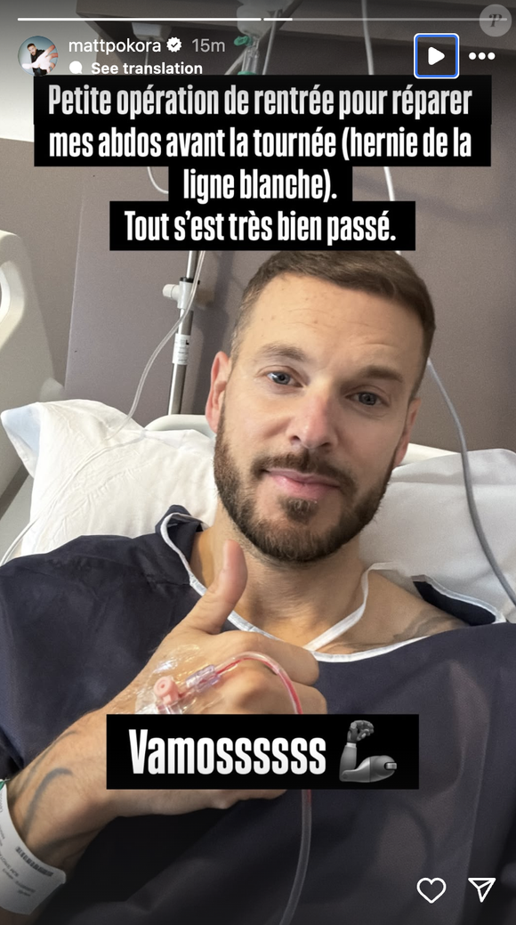 Seulement quelques jours plus tard, le chanteur de 38 ans a révélé avoir subi une intervention pour réparer ses abdos.

Matt Pokora révèle avoir subi une opération, le lundi 1er septembre 2025 via Instagram @mattpokora