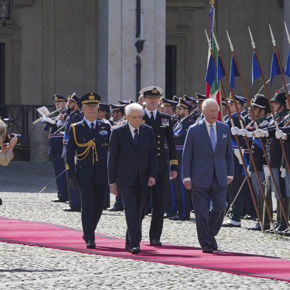 Le roi Charles III d'Angleterre et Camilla Parker Bowles, reine consort d'Angleterre, reçus par le président italien Sergio Mattarella au palais du Quirinal à Rome.
©Backgrid UK/ Bestimage