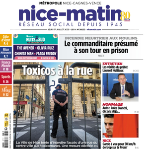 Couverture de "Nice-Matin" le 17 juillet 2025.