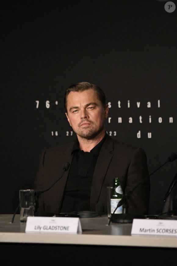 Leonardo Dicaprio à la conférence de presse du film Killers Of The Flower Moon" lors du 76ème Festival International du Film de Cannes le 21 mai 2023. © Pool / Bestimage