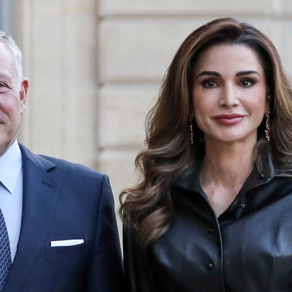 Le roi Abdallah II de Jordanie, la reine Rania - Le président de la République française et sa femme accueillent le roi et la reine de Jordanie au palais de l'Elysée à Paris le 29 mars 2019. © Stéphane Lemouton / Bestimage